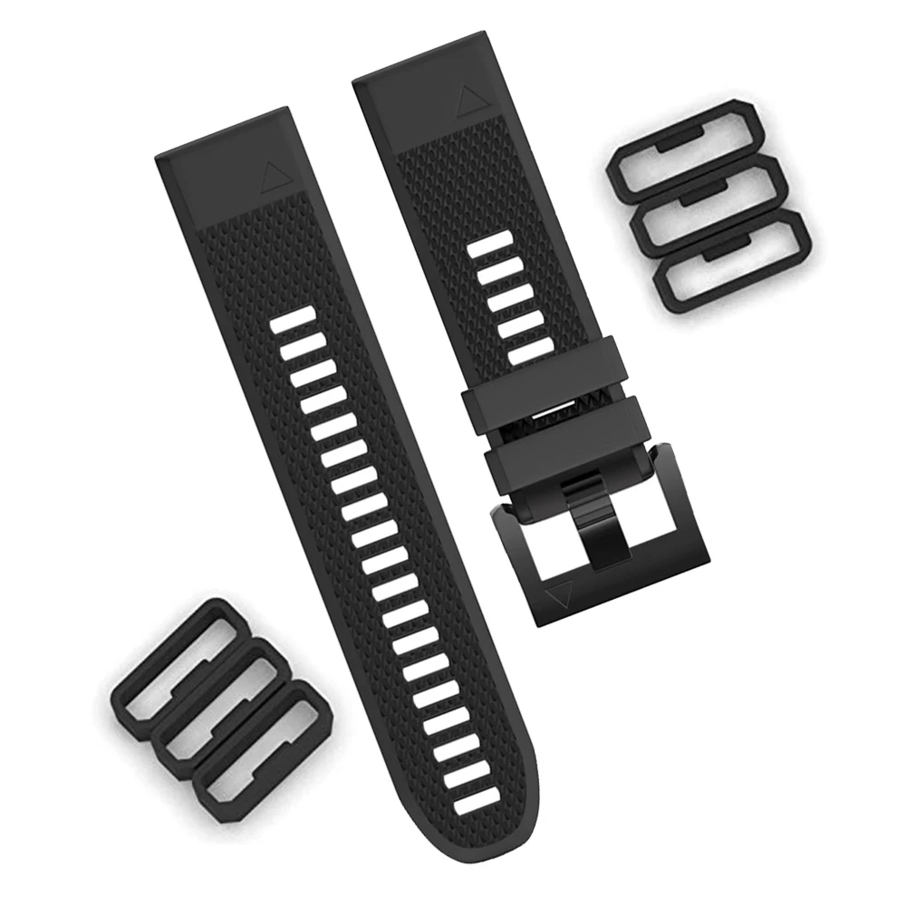 Silicone Watch Band 22Mm - ガーミンフォアランナー用シリコンウォッチバンド,セキュリティループの交換,キーパーリング,クラスプ,クリップ,945, 935, 955, 965,fenix 5,6,7,22mm