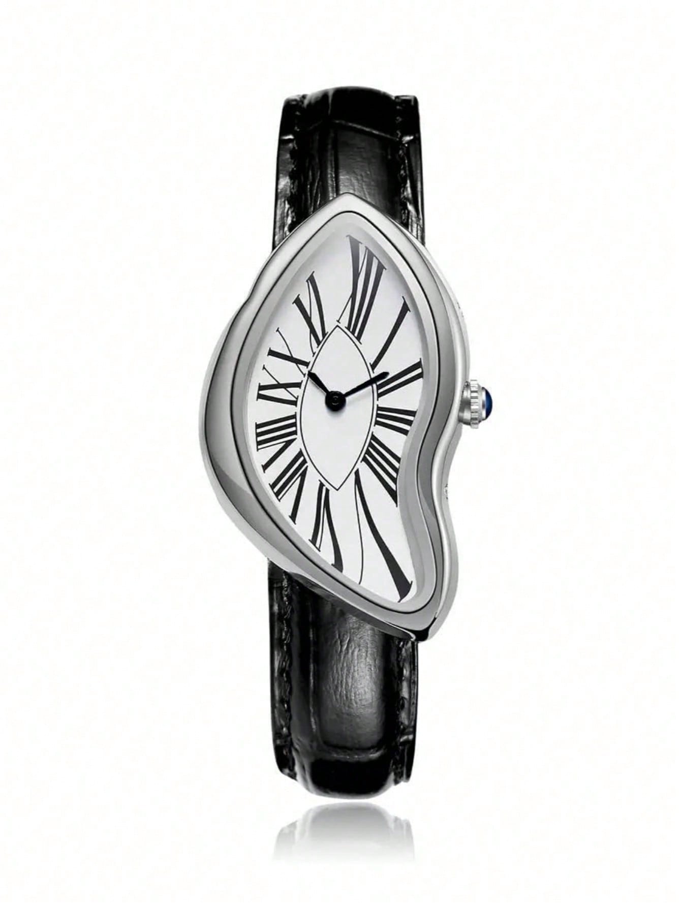 Leather Watch Band Men - クリエイティブメルト高級腕時計 男女兼用 ファッションアナログクォーツ時計 本革ストラップ ローマ数字文字盤 防水
