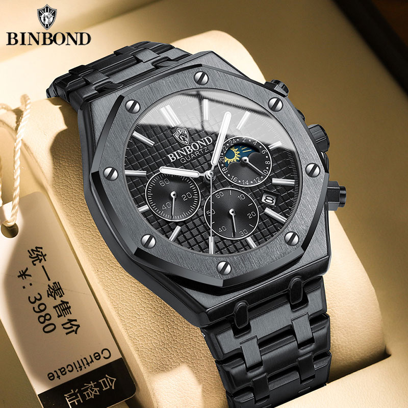 Rolex Watch Daytona - BINBOND 品質メンズ腕時計高級ハイマンクォーツ腕時計防水発光日付ステンレス鋼メンズ腕時計カジュアル時計