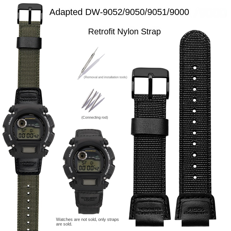 Casio Watch G-Shock Ga-2100 - 男性用防水ファブリックウォッチバンド,ミリタリーグリーン,16mm, G-SHOCK,カシオ,DW-9052,dw9050,9051, 9000, 8800,ga 2100