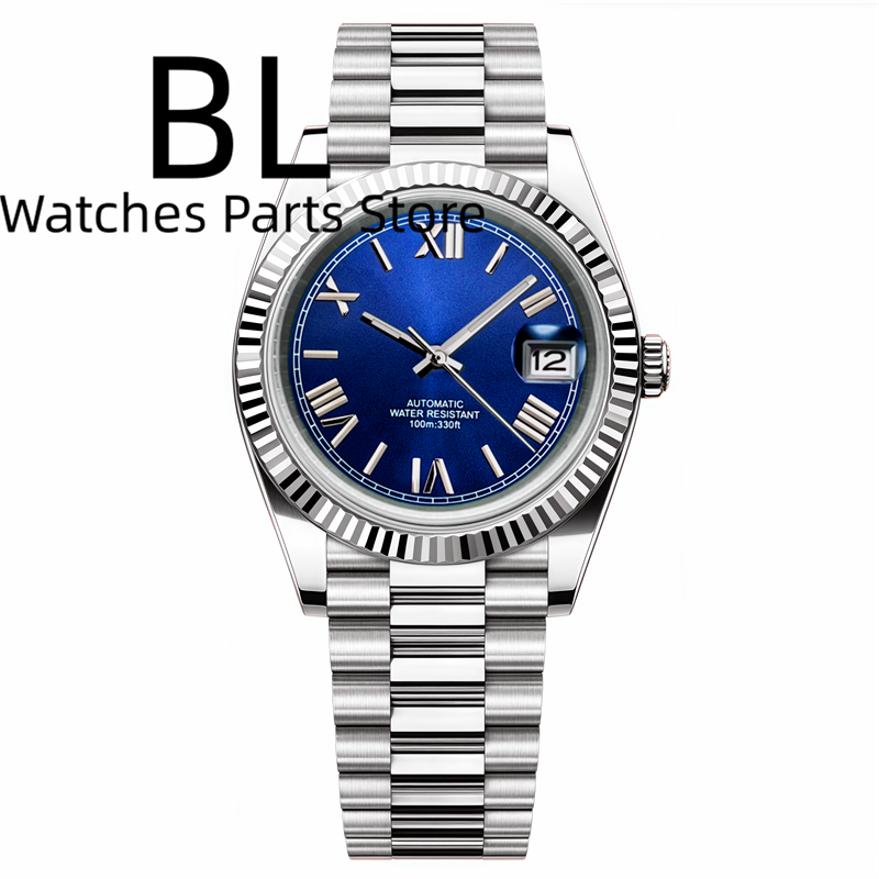 Rolex Watch Datejust - BLIGER 36mm39mm ローマ数字ダイヤル機械式時計男性用ステンレス鋼フルーテッドポリッシュサファイアガラス付き 100 メートル防水