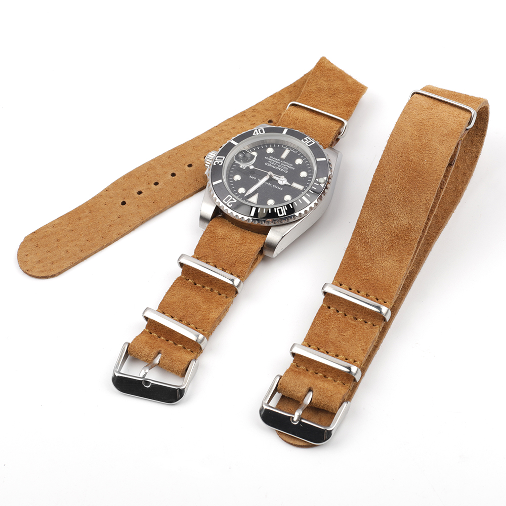 Nato Strap Nylon - ソフトレトロスエード本革ストラップスポーツウォッチバンド 18 ミリメートル 20 ミリメートル 22