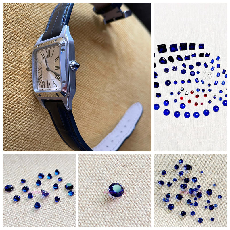 Cartier Watch Ballon Bleu - ラウンドブルーサファイア付き時計クラウン、複数のカルティエモデル（バロンブルー、パシャ、パンテール、サントス、クレ・ロンデ）に適合するアクセサリー