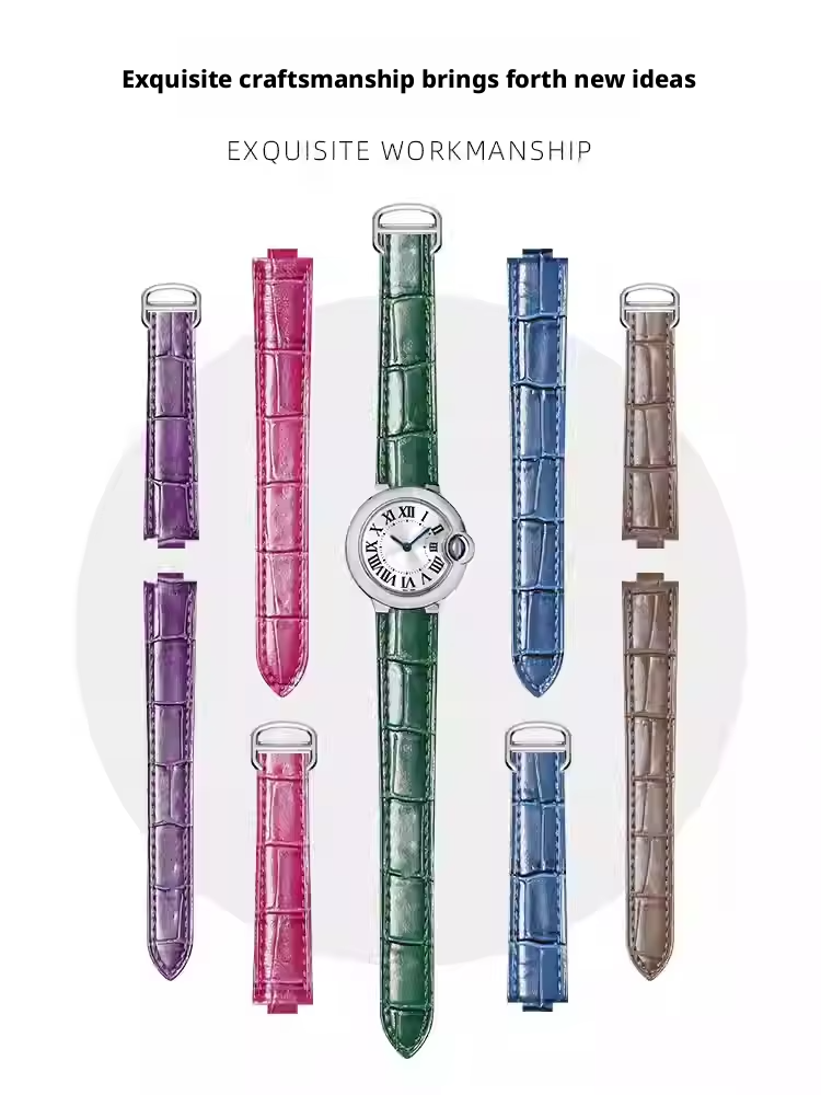 Cartier Watch Ballon Bleu - カルティエ バロンブルー用レザー時計ストラップ ステンレススチールバックル付き 高品質本革時計バンド watchaccessories