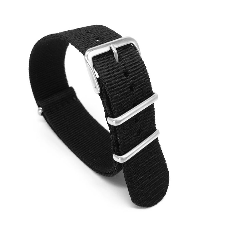 Nato Strap Nylon - ブラックナイロンストラップ 16 ミリメートル 18 ミリメートル 20