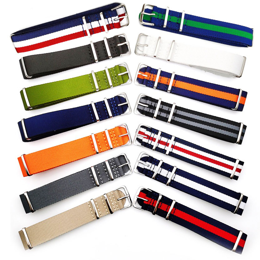 Nato Strap Nylon - キャンバスバンドナイロン時計ストラップ時計バンドベルト金属バックル軍スポーツ時計バンドメンズ 18 ミリメートル 20 ミリメートル 22