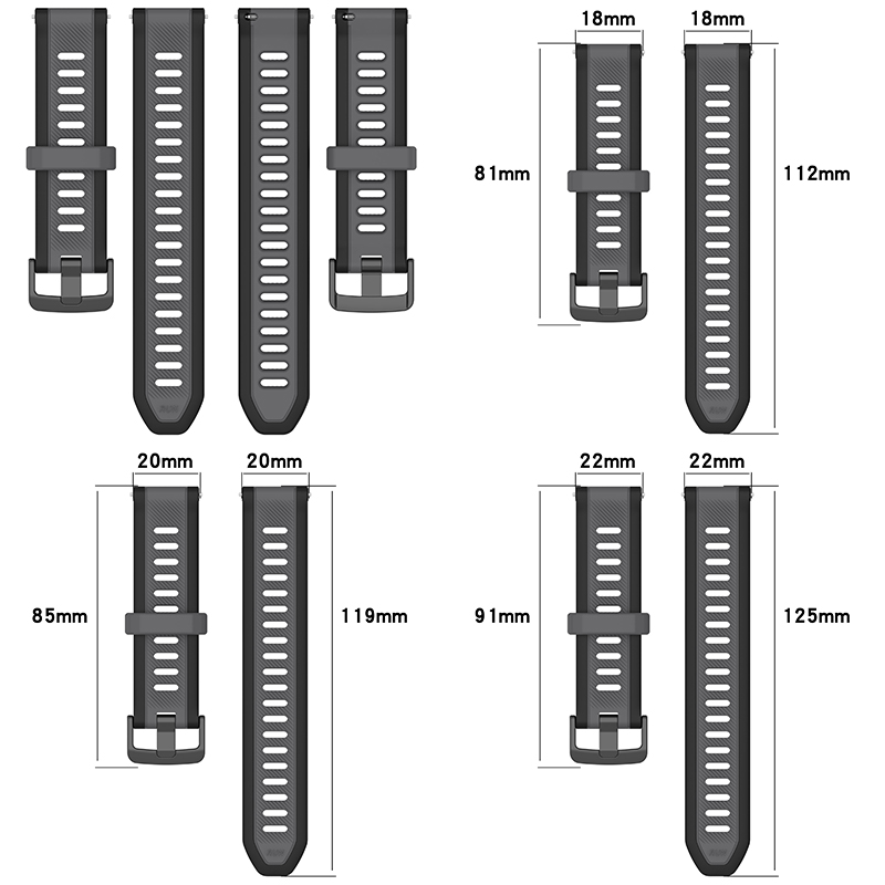 22mm 20mm 18mm テクスチャシリコンストラップ  - Silicone Watch Band 22Mm のレビューと価格