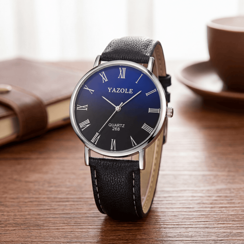 YAZOLE ミニマリストクォーツ時計男性用超薄型ローマ数字 - Leather Watch Band Men のレビューと価格