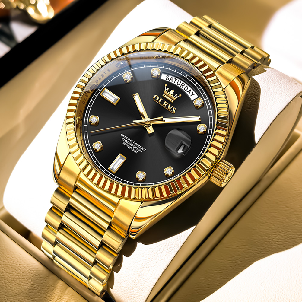 OLEVS メンズ全自動機械式腕時計 ゴールドステンレススチ - Rolex Watch Datejust のレビューと価格