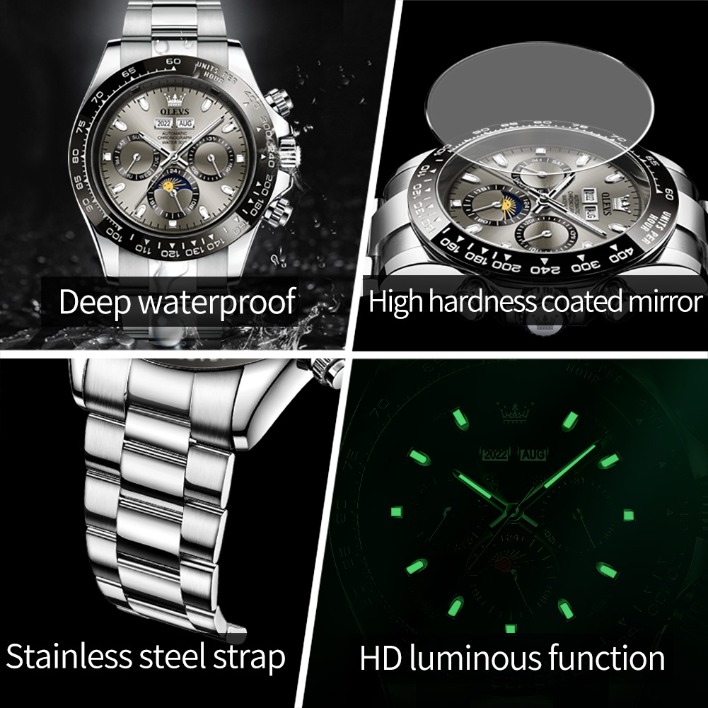 OLEVS 6654 高級メンズ腕時計クロノグラフ自動機械式 - Rolex Watch Datejust のレビューと価格