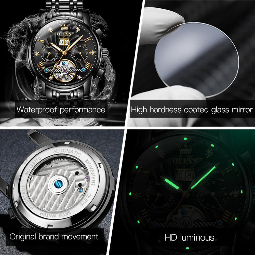 OLEVS クラシックメンズ腕時計トゥールビヨン多機能全自動 - Rolex Watch Daytona のレビューと価格