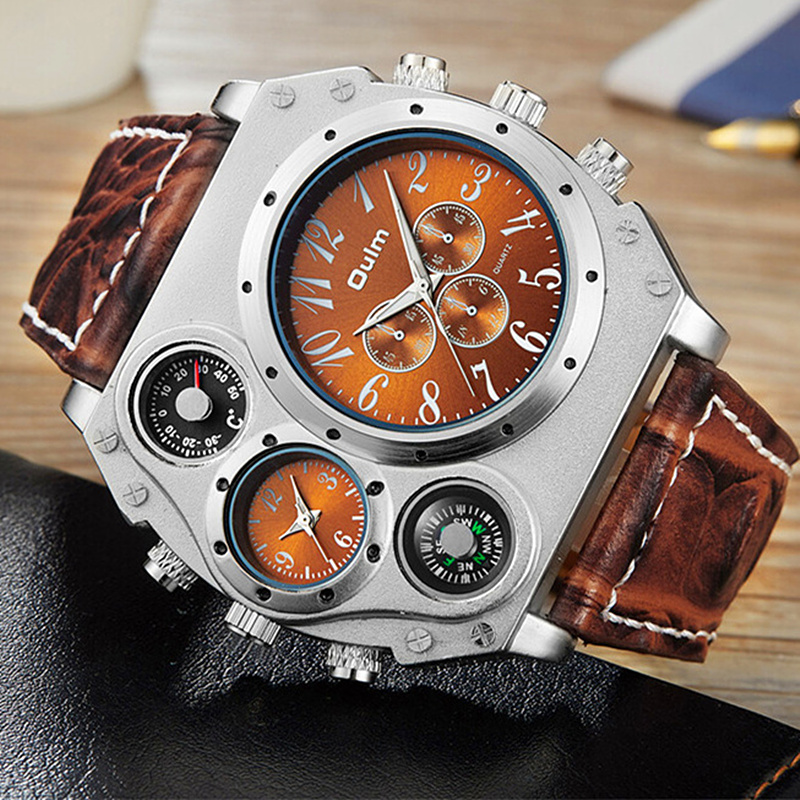 新モデル OULM 腕時計メンズクォーツスポーツレザーストラ - Leather Watch Band Men のレビューと価格